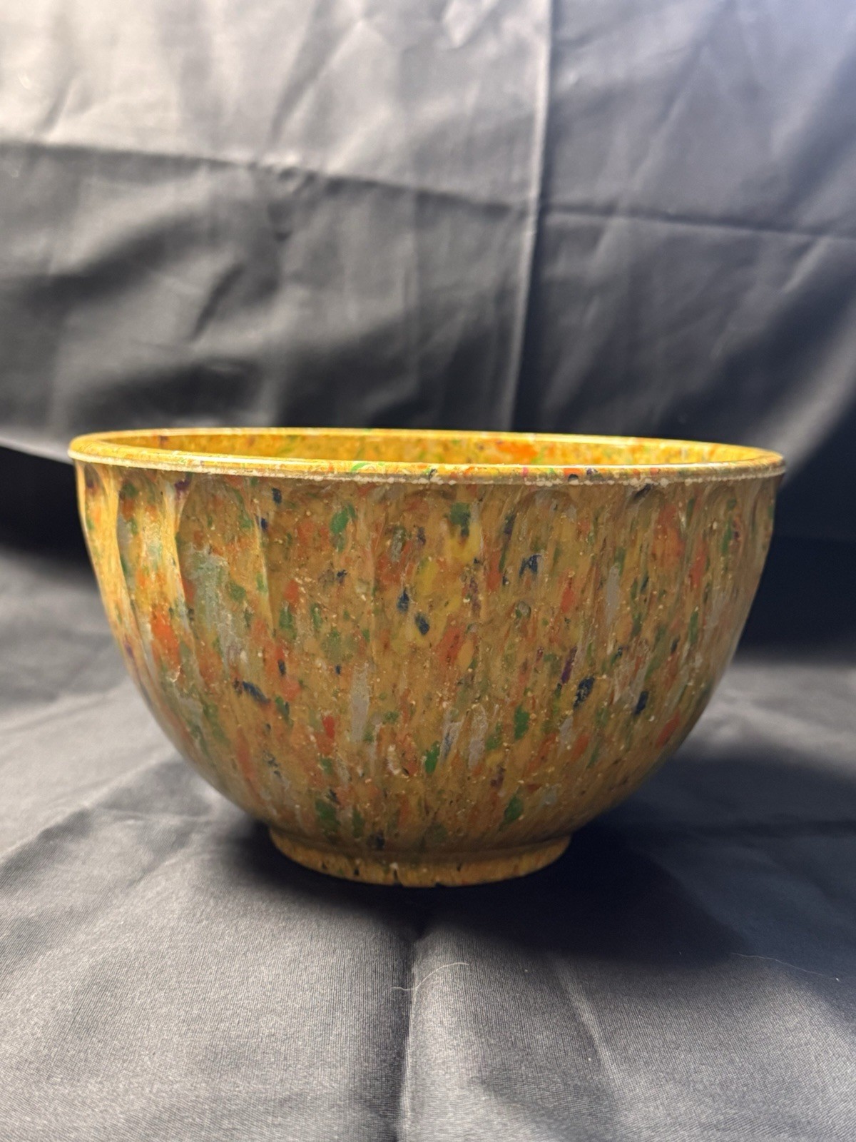 (6D) Vintage Boonton Ware Yellow Confetti Melmac Mixing Bowl 511A Retro MCM