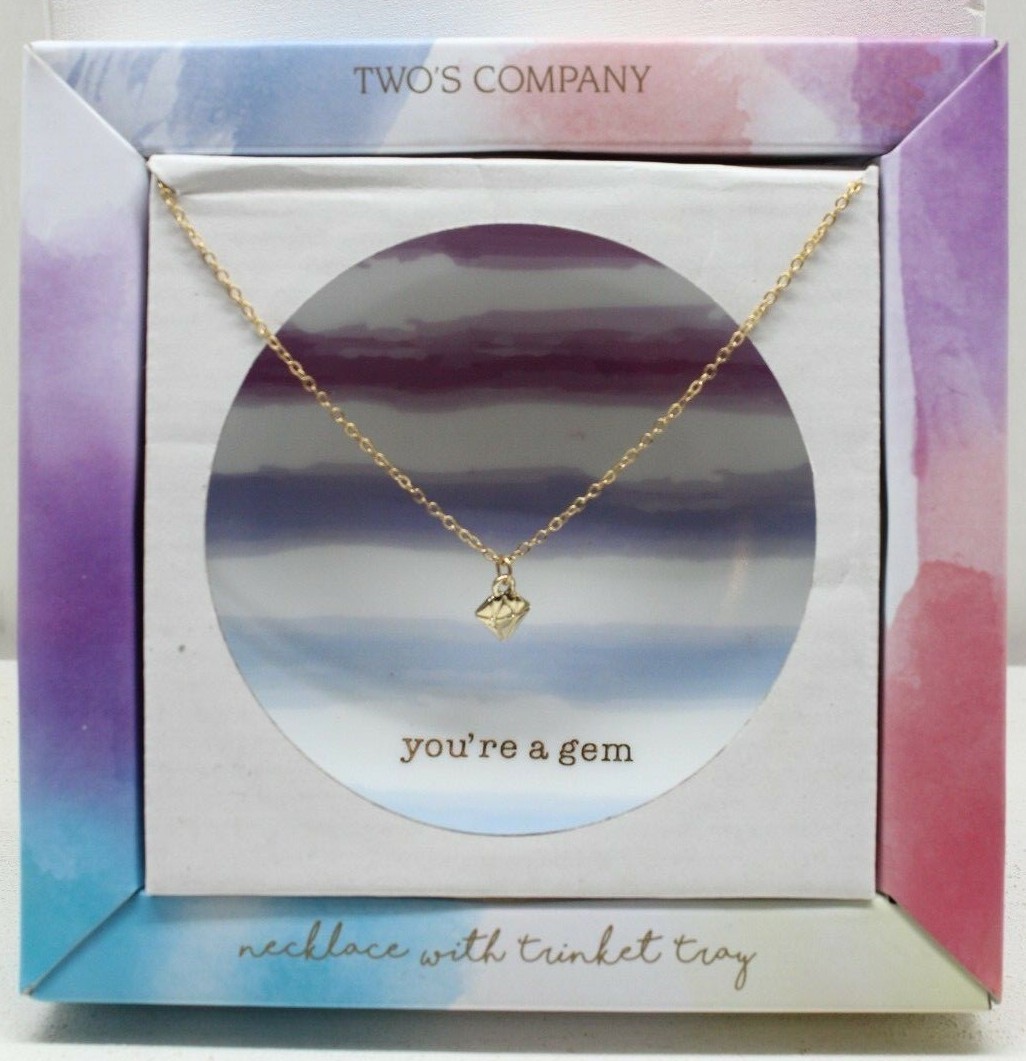 Two\'s Company You\'re a Gem 18 Inch Necklace 4 In Diameter Trinket Tray