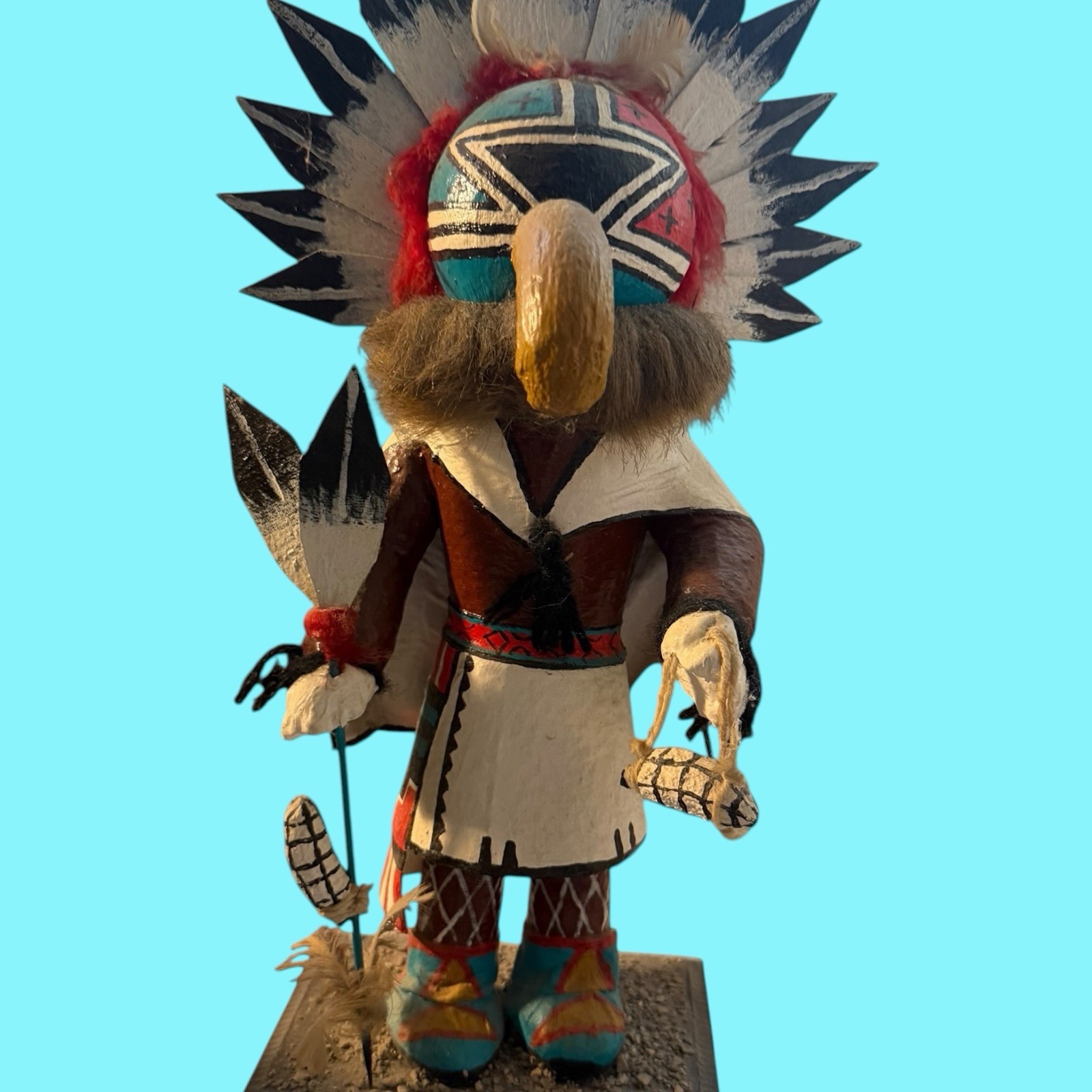 Vtg Hopi Kachina Doll Aloha Chief HandCarved 14” Tall Cottonwood Root