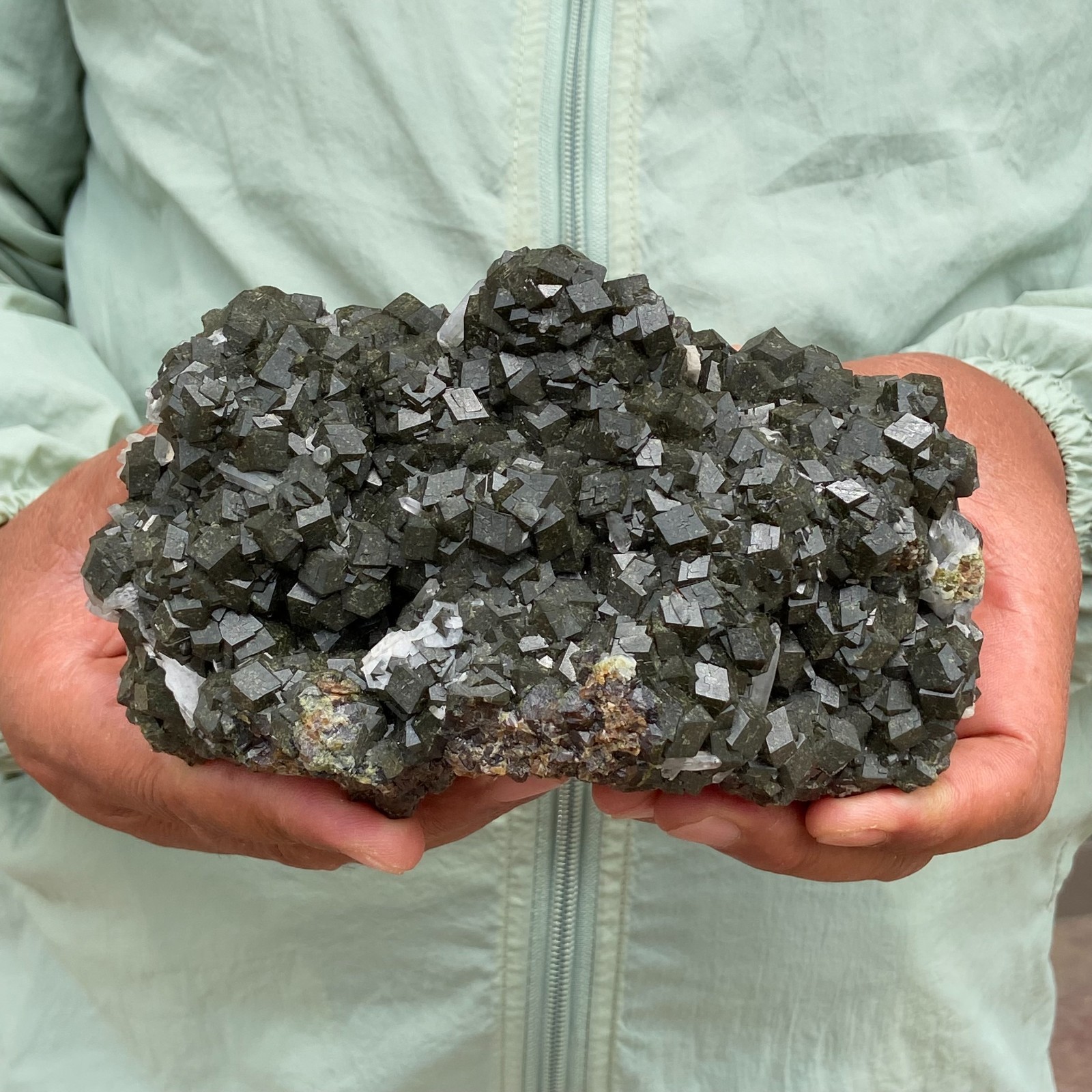 4.17LB Rare Natural Green Garnet Cube Crystal Cluster Mineral Specimen