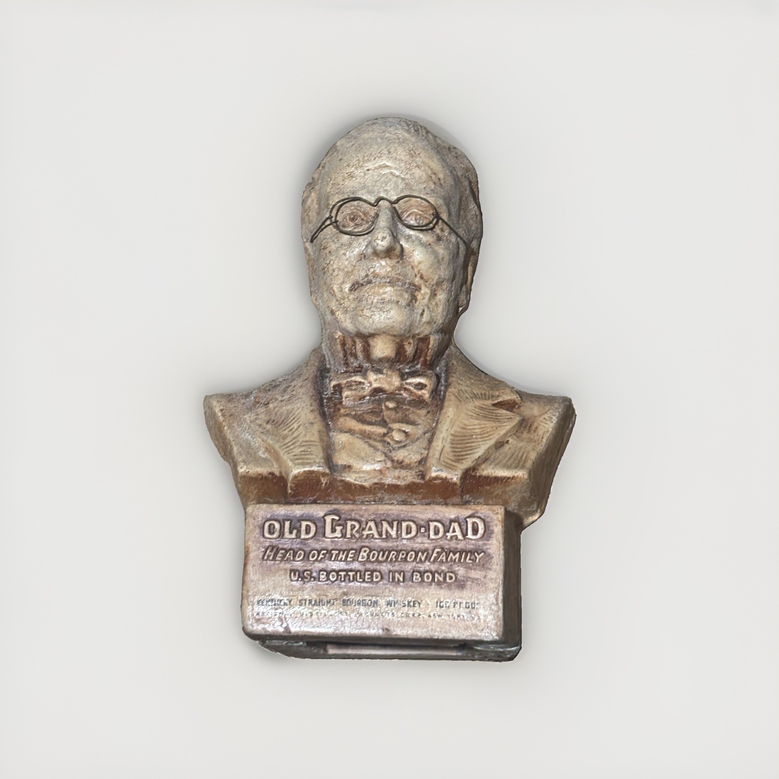 Vintage Old Grandad Bourbon Whiskey Store Display Bust Grandad Paper Mache 12 in