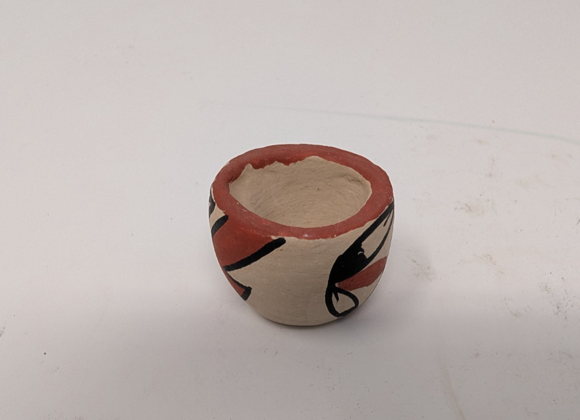 Vintage Jemez Pueblo Micro Miniature Pottery Pot Signed PC Jemez NM Vintage Jemez Pueblo Micro Miniature Pottery Pot Signed PC Jemez NM