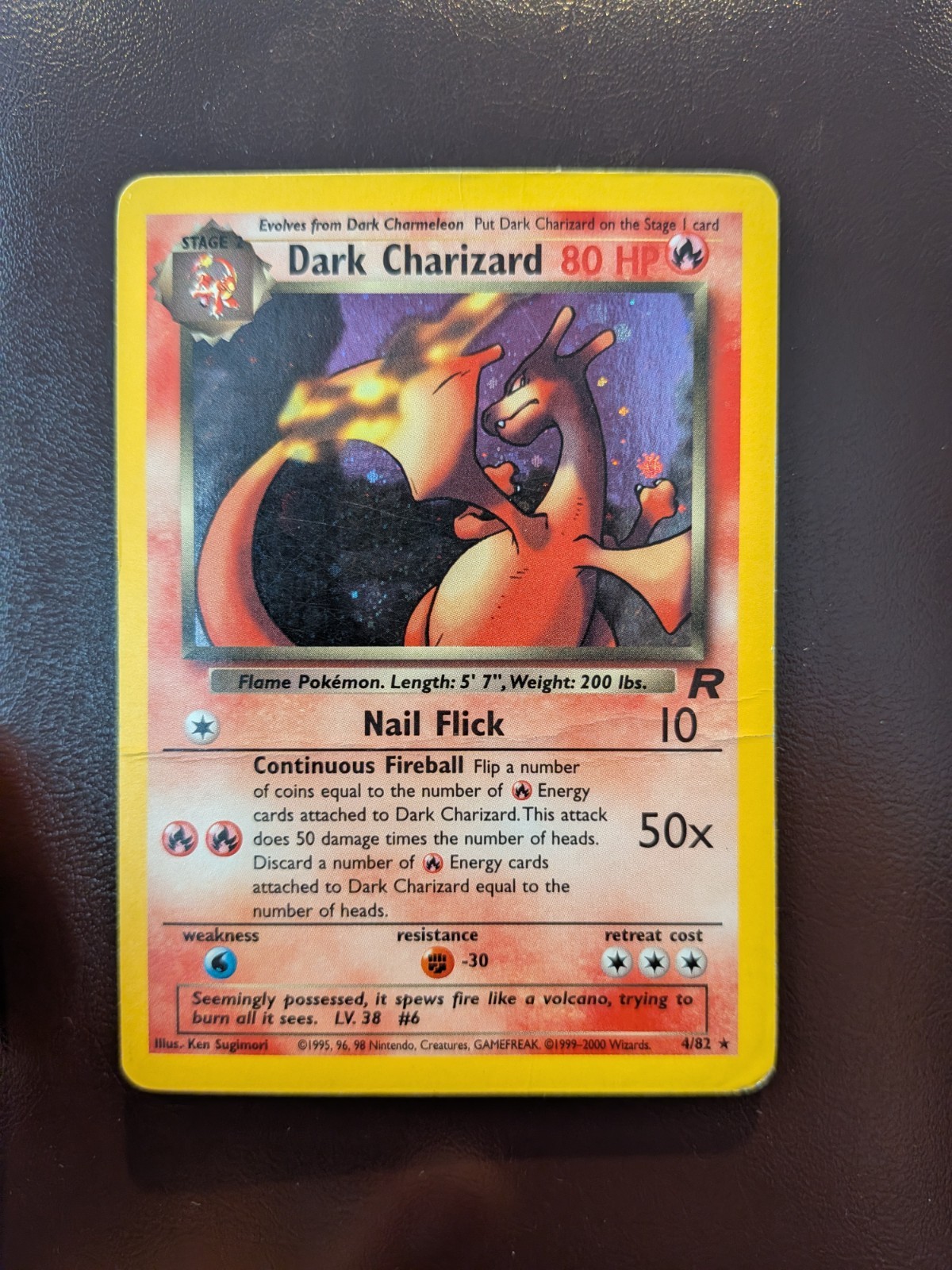 Pokemon TCG Dark Charizard Team Rocket Set Holo Card 4/82 MP/HP