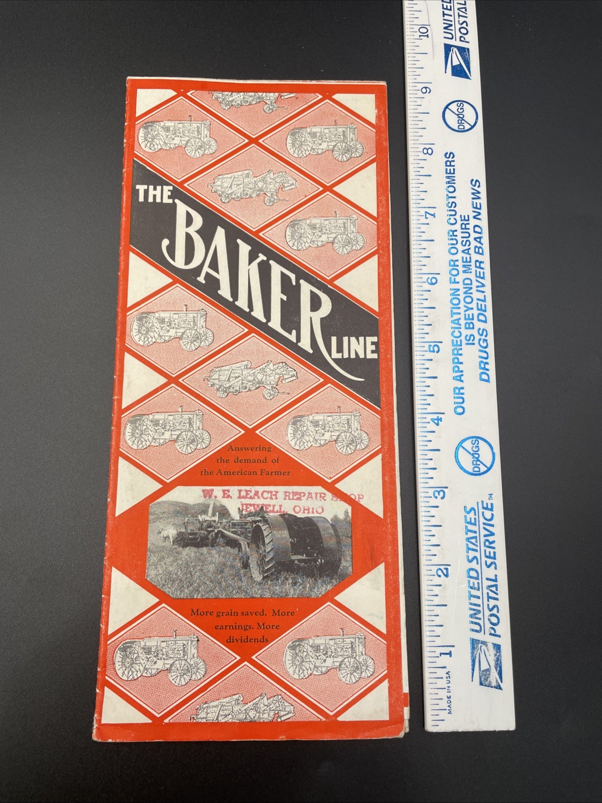 Vintage The Baker Line Fold Out Brochure Tractor Thresher Original