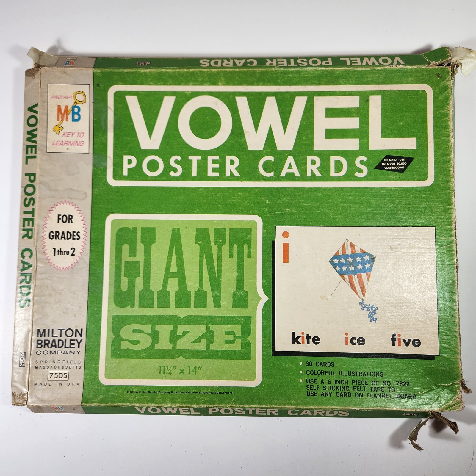 Vtg 1964 Milton Bradley GIANT VOWEL POSTER CARDS w/Illustrations Homeschool Vtg 1964 Milton Bradley GIANT VOWEL POSTER CARDS w/Illustrations Homeschool
