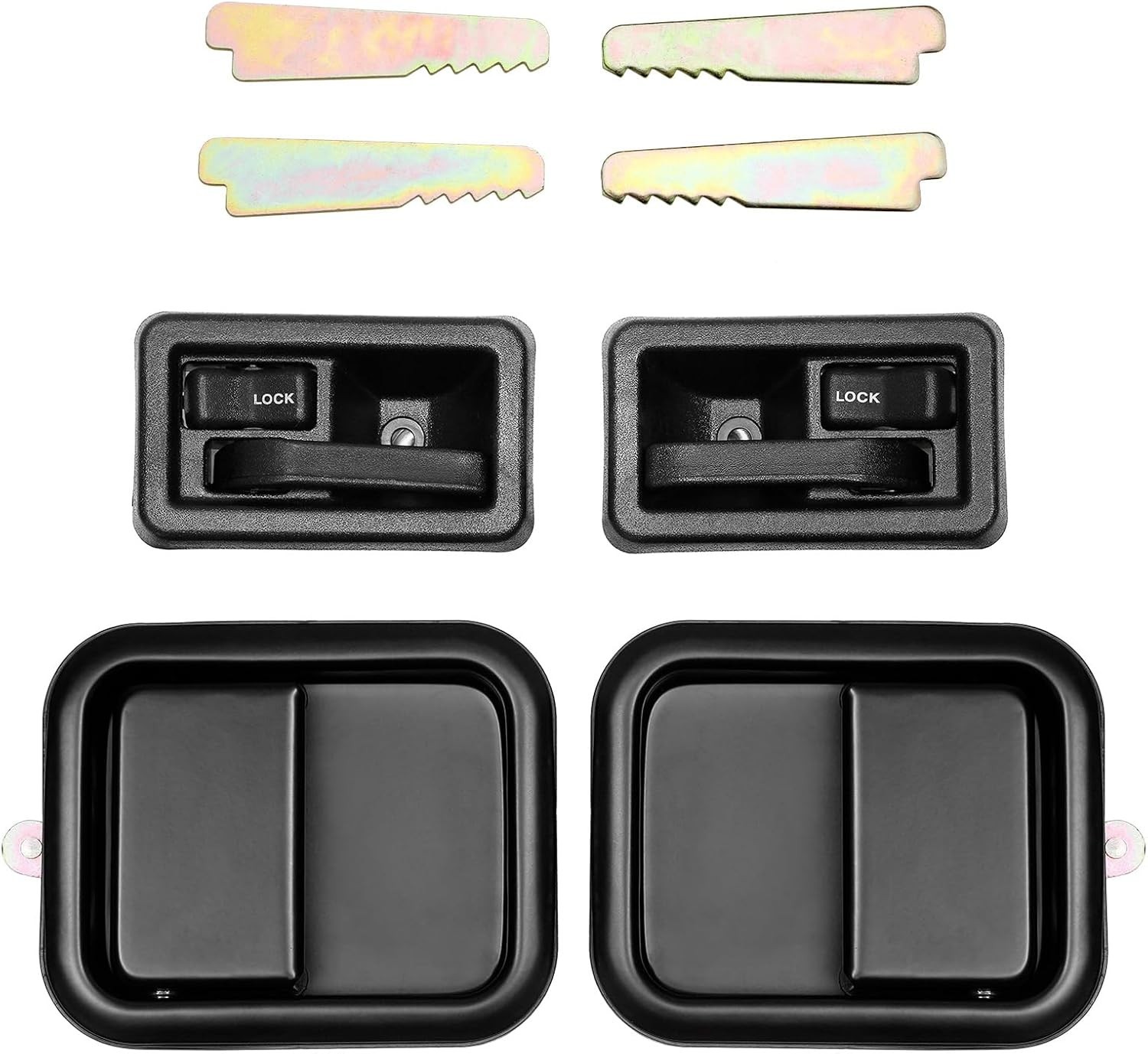 Door Handle Set for 1991-2006 Jeep Wrangler YJ/TJ – Left & Right Exterior/Interi Door Handle Set for 1991-2006 Jeep Wrangler YJ/TJ – Left & Right Exterior/Interi