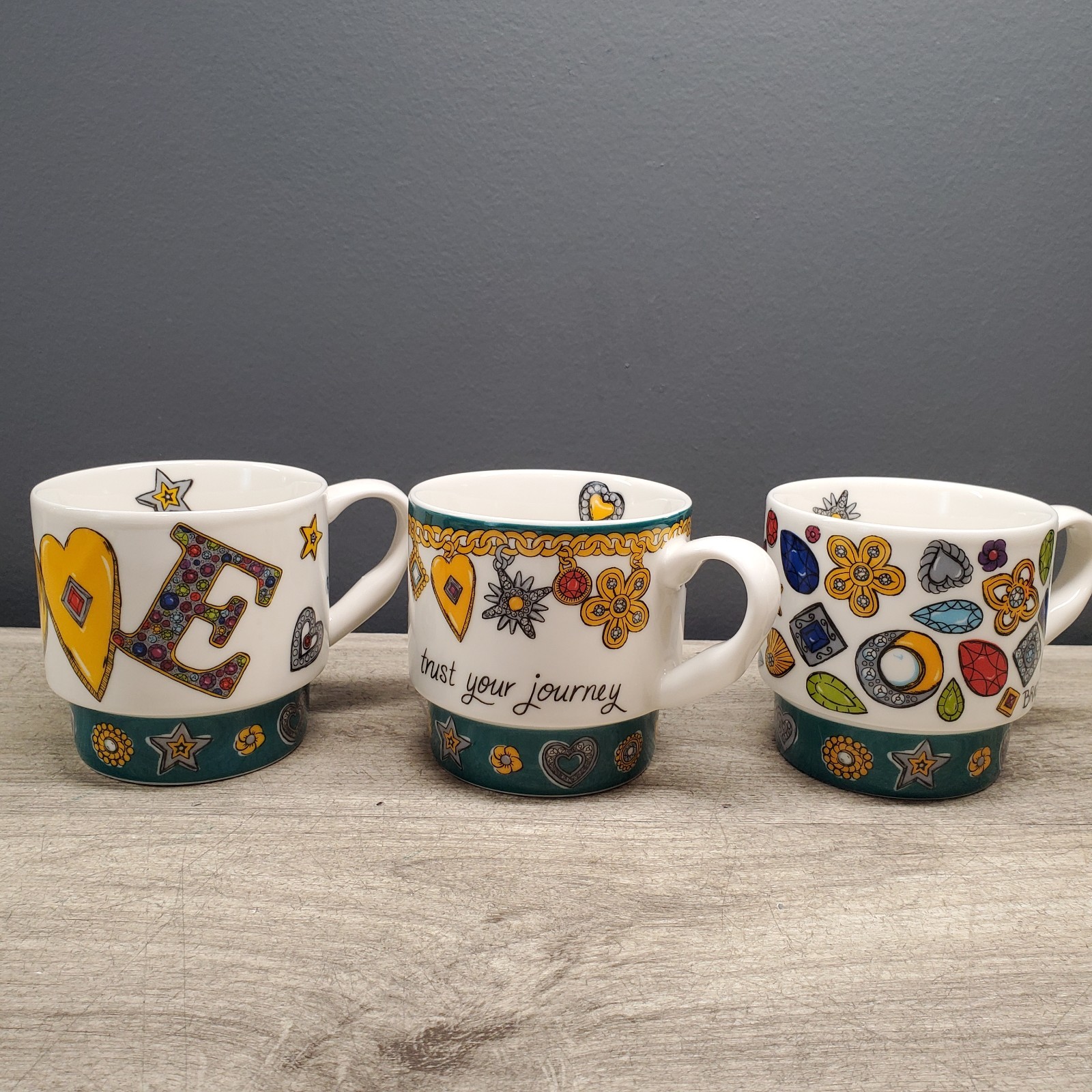 Set of 3 Brighton ceramic mugs 