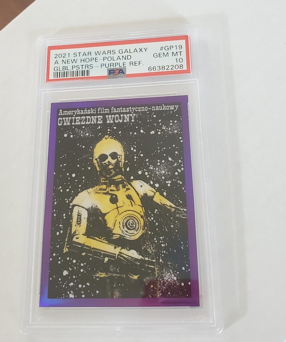 2021 TOPPS STAR WARS GALAXY CHROME Refractor PURPLE /50 PSA 10 C3PO Poland GP19