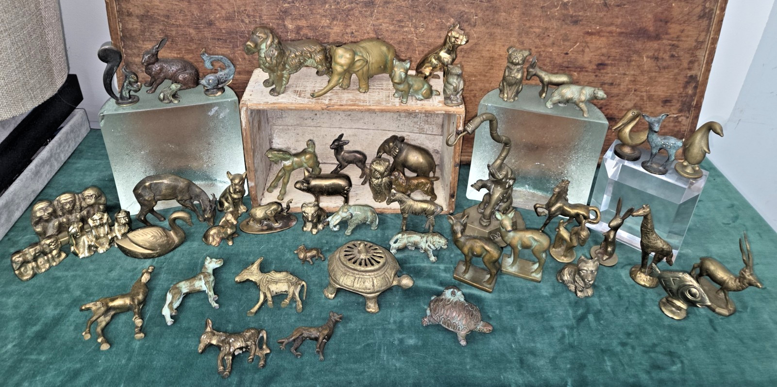 Huge Lot of 51 Vintage Brass Animal Figurines