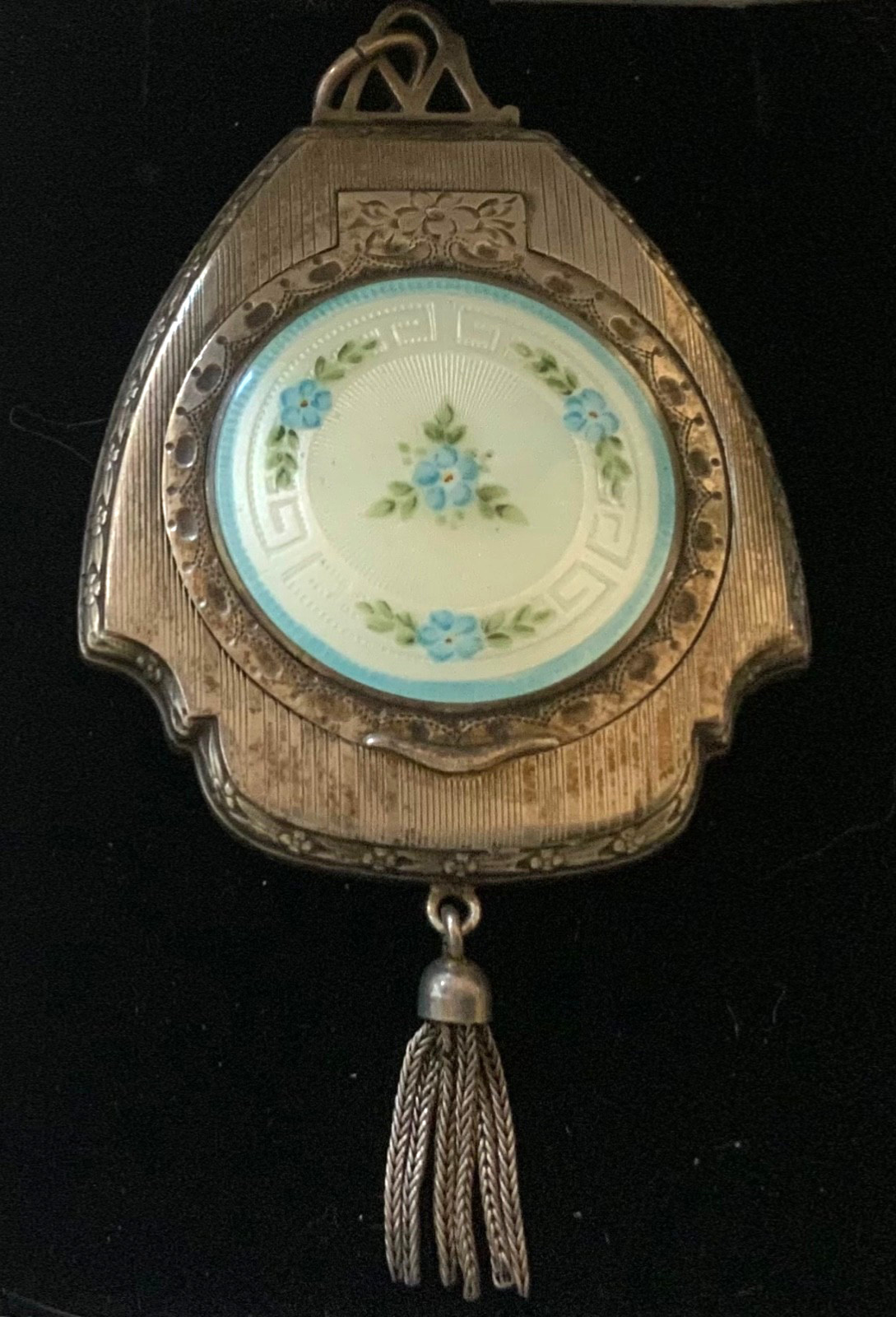 MAGNIFICENT Antique STERLING HP*ENAMEL GUILLOCHE*Compact EXTREMELY ORNATE* MAGNIFICENT Antique STERLING HP*ENAMEL GUILLOCHE*Compact EXTREMELY ORNATE*