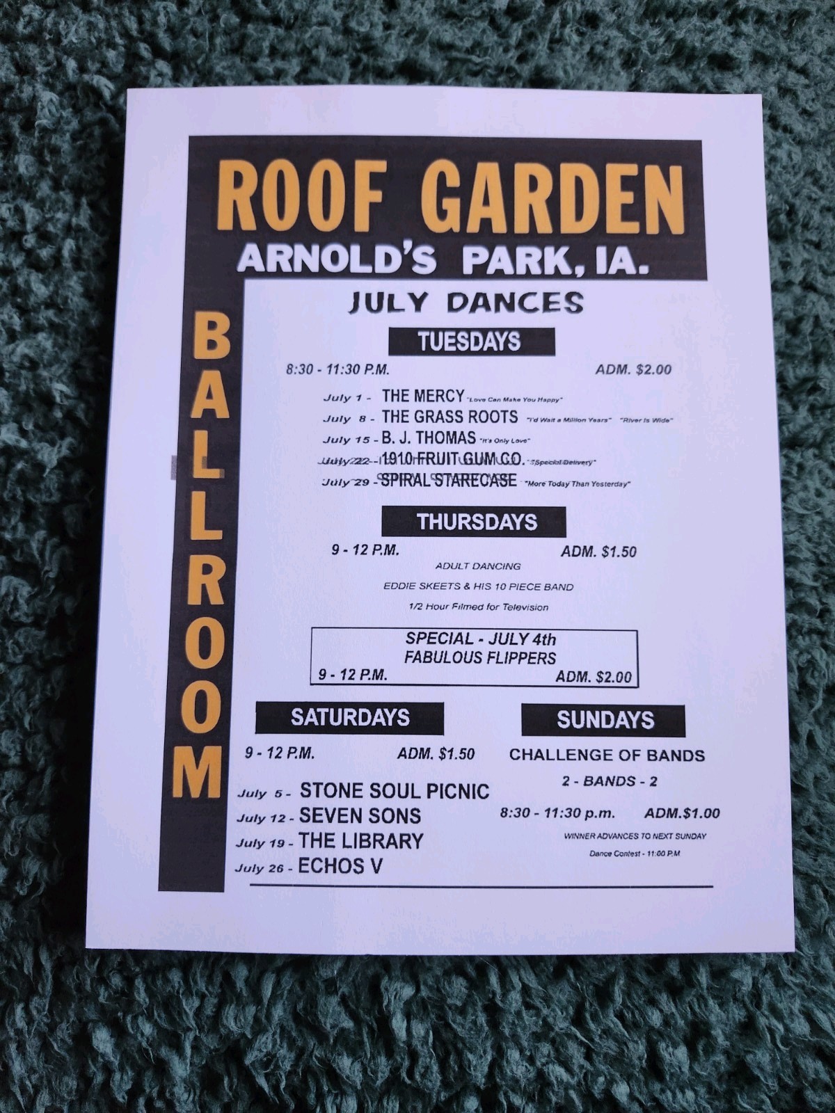 Roof Garden Poster  Arnold's Park Iowa Okoboji Iowa Spirit Lake Iowa 