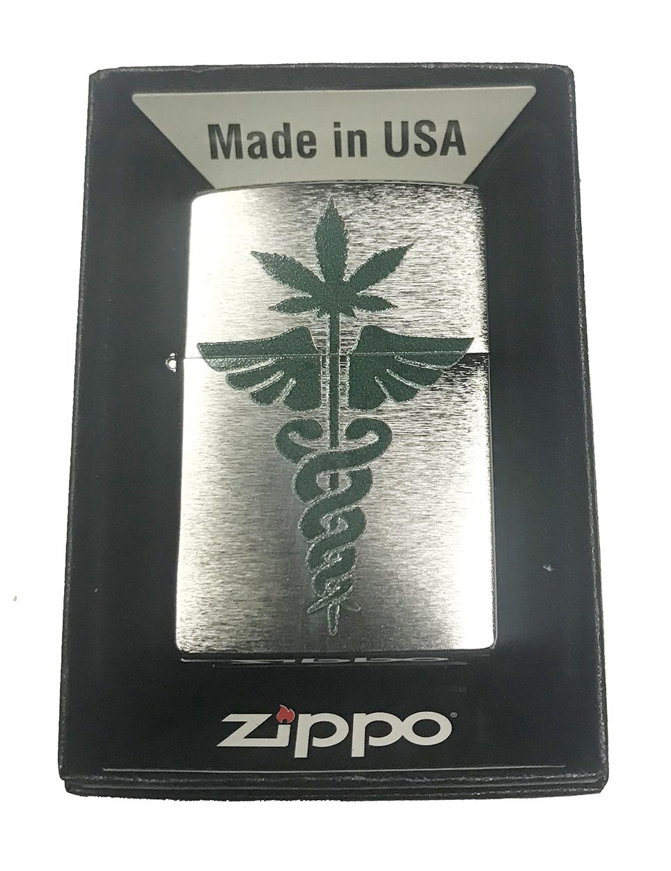 Zippo Custom Lighter - Medical Marijuana Weed Pot Leaf Symbol Design Zippo Custom Lighter - Medical Marijuana Weed Pot Leaf Symbol Design