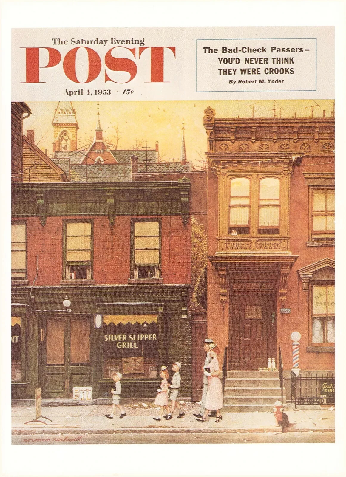Saturday Evening Post April 4, 1953 Norman Rockwell Cover Print Sunday Morning