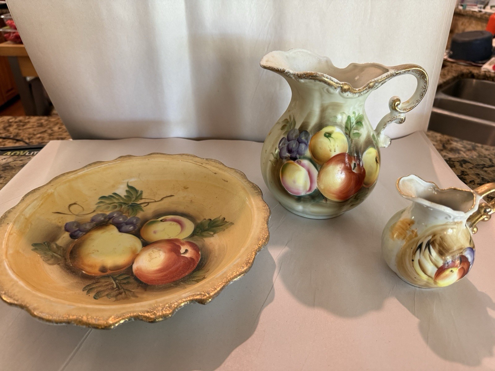 Beautiful Antique Hand Painted Japanese Plate & Pitcher Set