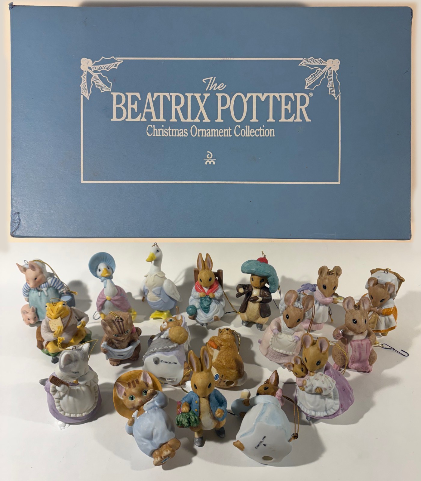 Vintage Danbury Mint Beatrix Potter 18 Christmas Ornament Set Peter Rabbit 1990