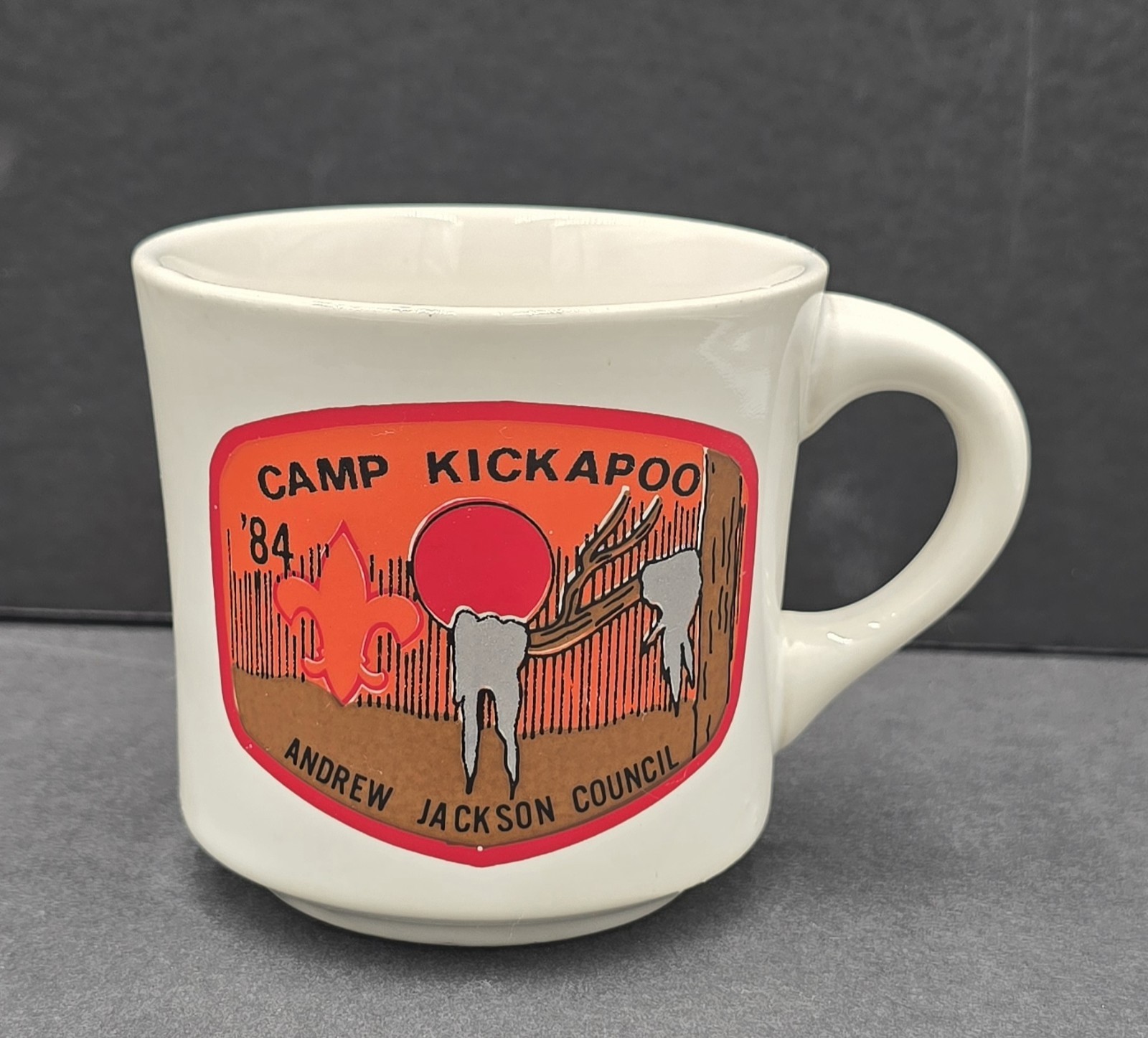 Vintage 1984 Camp Kickapoo Andrew Jackson Council Boy Scouts Of America 8 Oz Mug