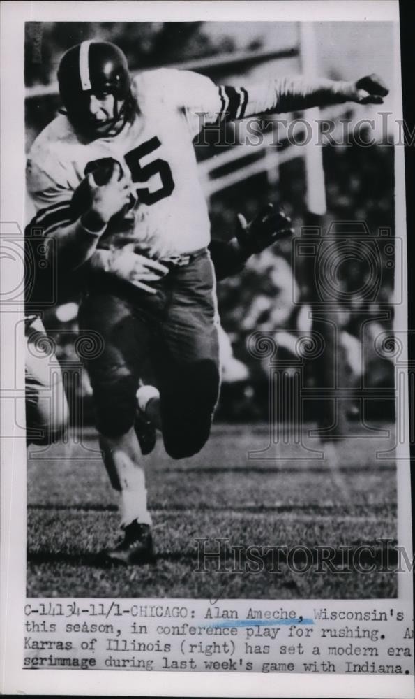 1951 Press Photo Wisconsin University star running back Alan Ameche - net03439 1951 Press Photo Wisconsin University star running back Alan Ameche - net03439