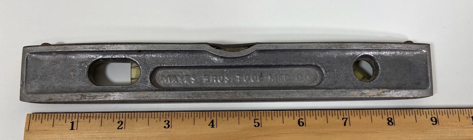 Vtg MAYES BRO TOOL MFG Edged Double LEVEL Boat Torpedo Port Austin Michigan