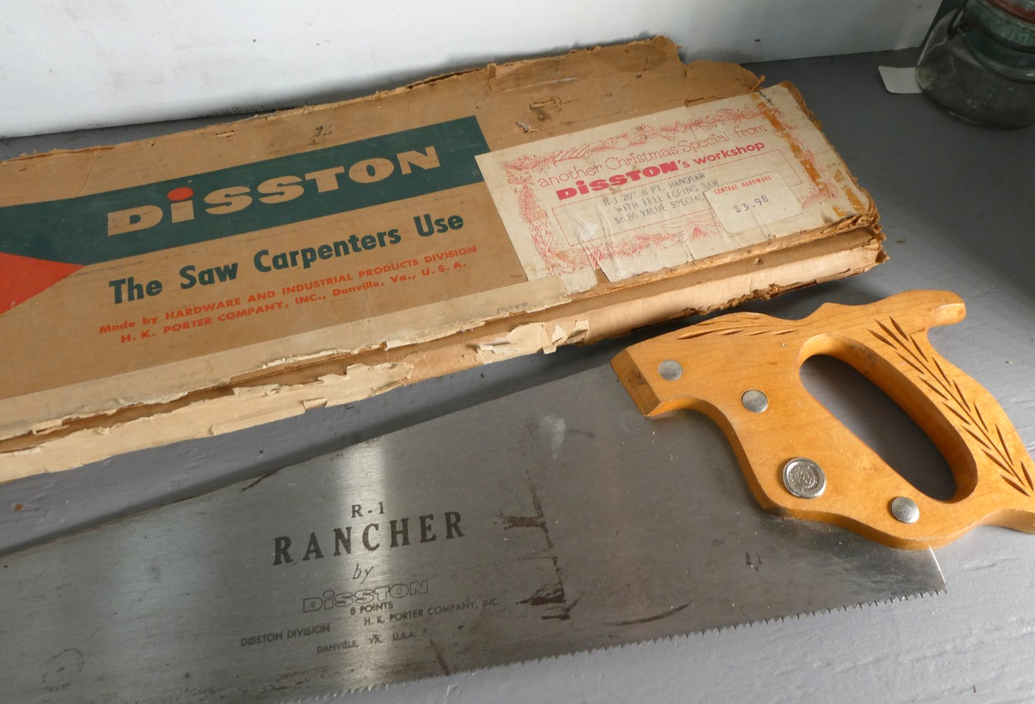 NOS Disston R-1 Rancher Saw Hand Saw Christmas Gift Pkg. Unused w/ Box NOS Disston R-1 Rancher Saw Hand Saw Christmas Gift Pkg. Unused w/ Box