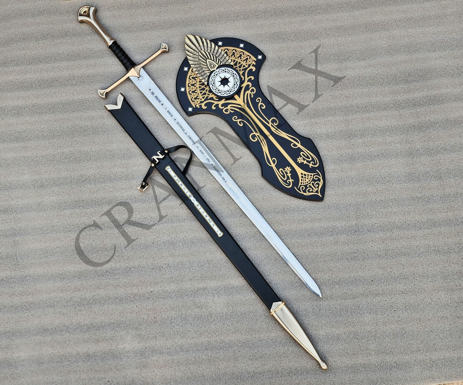 Anduril Narsil Sword King Elessar Replica Lord of the Rings w Premium Wall Mount