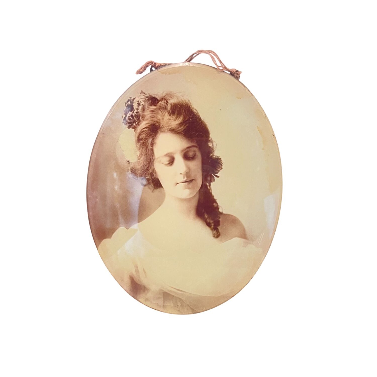 Antique Oval Celluloid Victorian Lady / Gibson Girl Wall Portrait 7 x 9 Antique Oval Celluloid Victorian Lady / Gibson Girl Wall Portrait 7 x 9