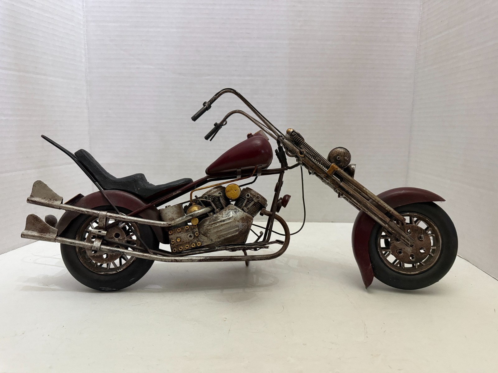 Vintage Metal Motorcycle Art Statue Figurine