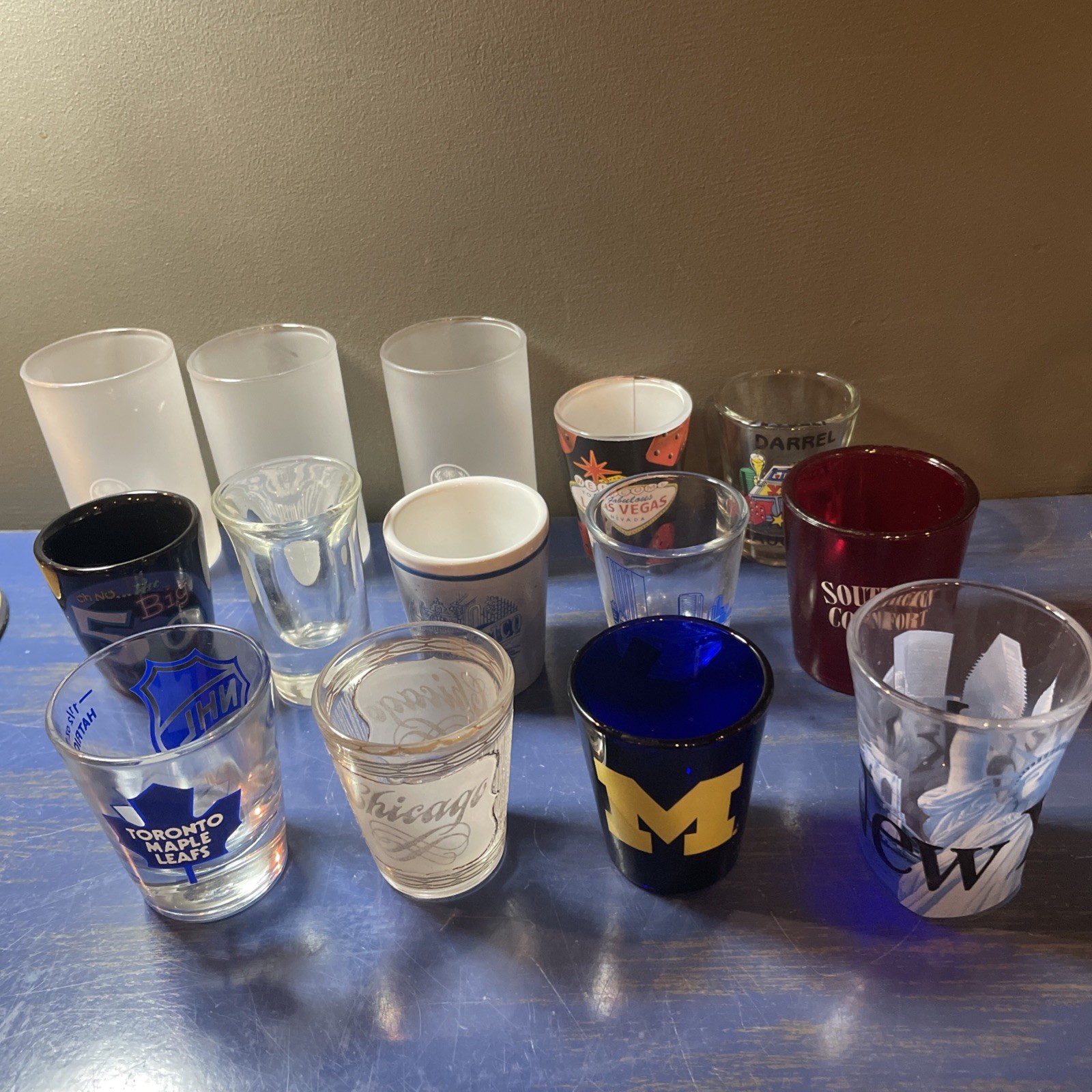Lot Of 14 Souvenir Shot Glasses & Liquor Shot Glasses Jagermeister NHL Vegas Lot Of 14 Souvenir Shot Glasses & Liquor Shot Glasses Jagermeister NHL Vegas