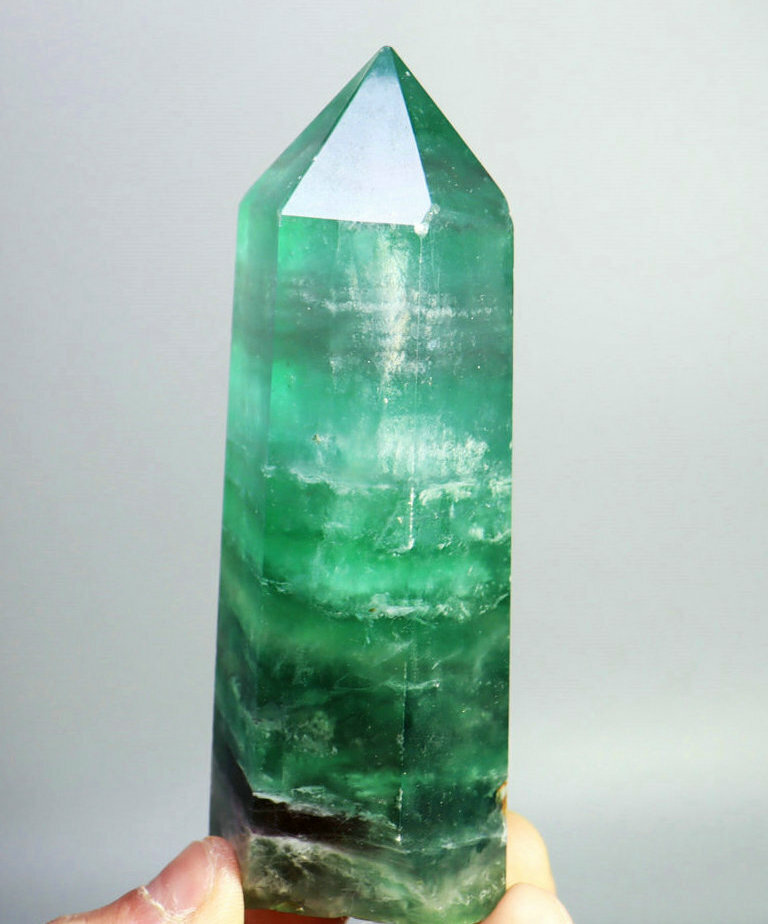 368g Natural Purple Green Fluorite Crystal Column Magic Wand  Point Healing