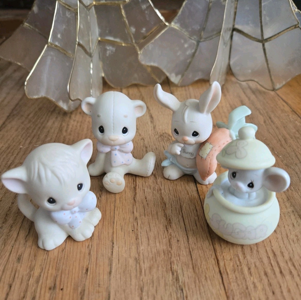 Vtg Precious Moments Mini Animal  Lot Kitty Bunny  Bear Mouse