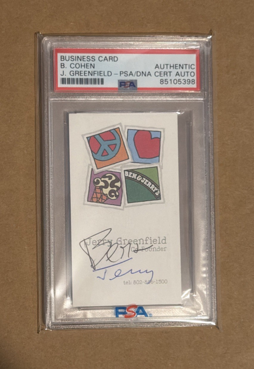 Ben & Jerry Ice Cream Autograph PSA DNA Signed  🍨 Business Card