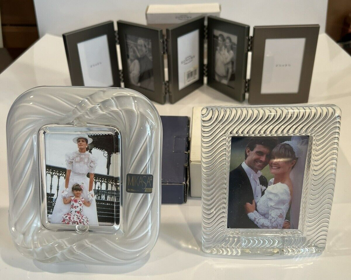 Mikasa Glass Frame Crystal Swirl Frost Picture Frame 6 and 4 inches Sonoma 3
