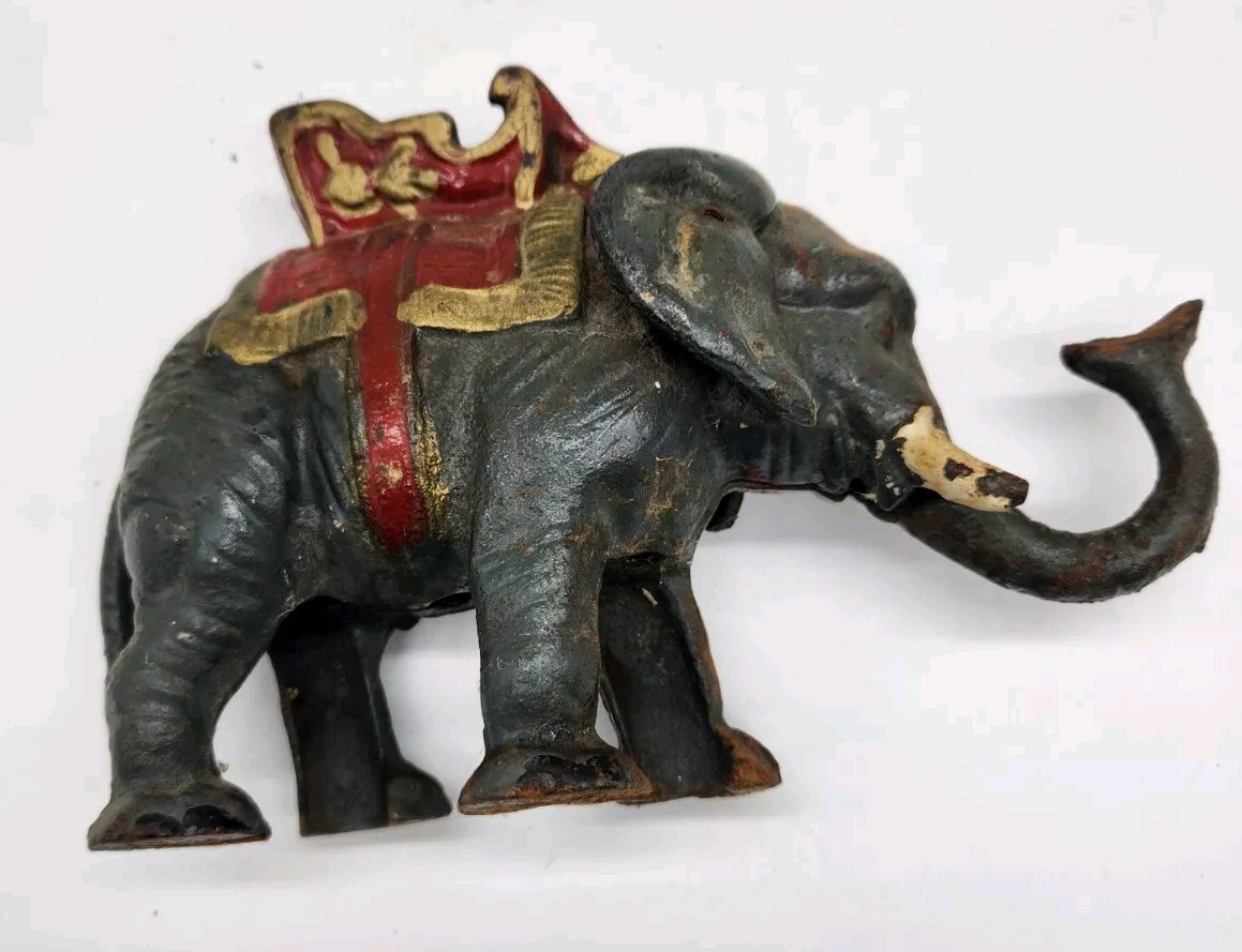 Antique Cast Iron MECHANICAL Elephant Bank     T74