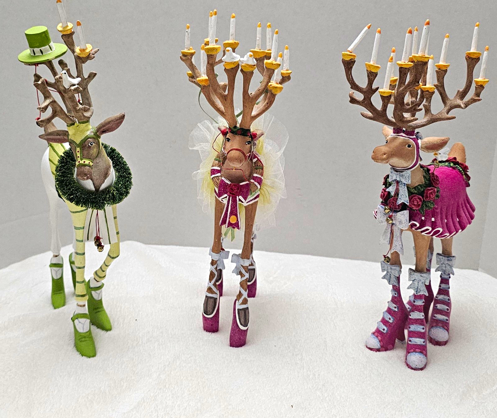 Vtg Dept 56 Krinkles Patience Brewster 12 Inch Reindeer Lot Donna Blitzen Cupid