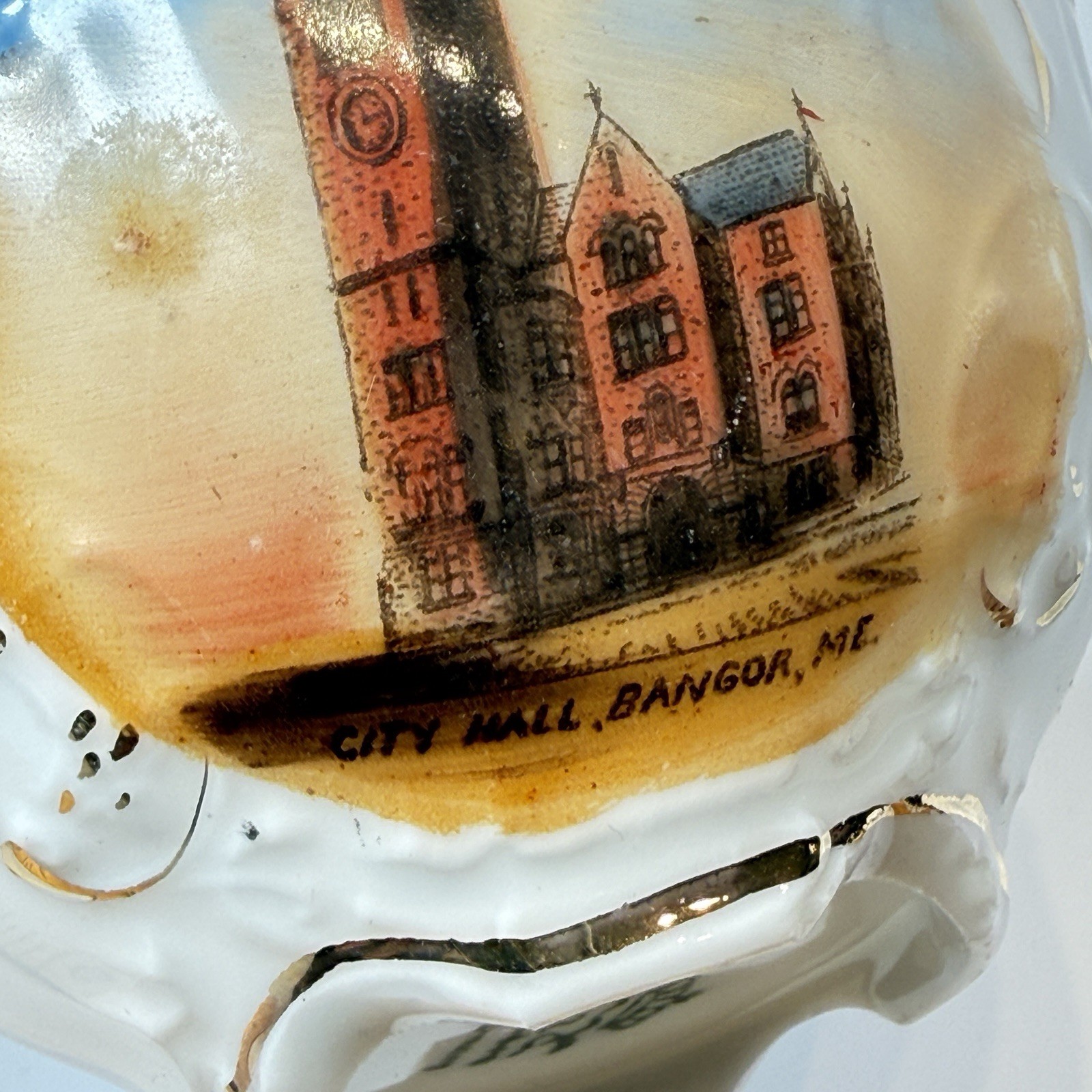 BANGOR MAINE ME Antique CITY HALL Souvenir TRINKET PAINTED TEA CUP BANGOR MAINE ME Antique CITY HALL Souvenir TRINKET PAINTED TEA CUP