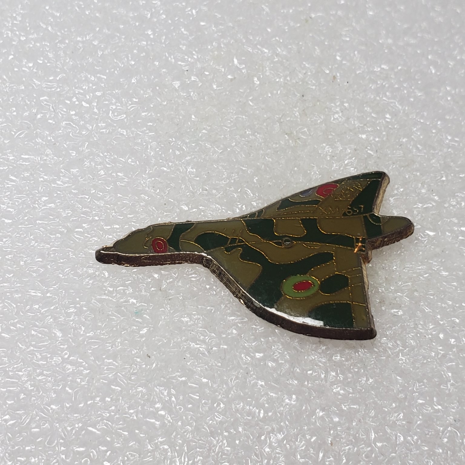 Avro Vulcan XM657 Bomber Jet Enamel Lapel Pin Militaria Vintage Plane Pilot