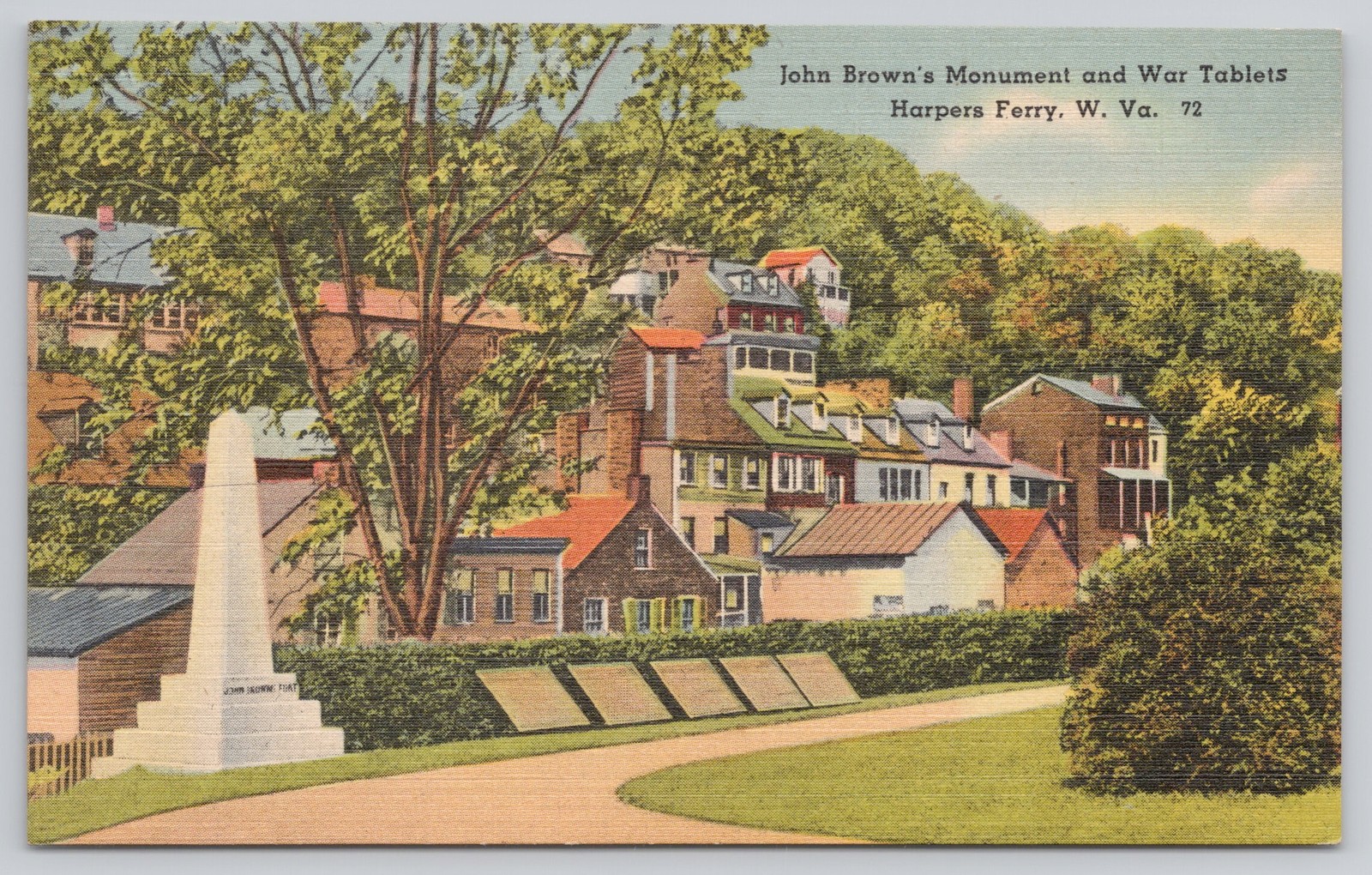Harpers Ferry, West Virginia John Brown\'s Monument War Tablets Linen Unposted Harpers Ferry, West Virginia John Brown\'s Monument War Tablets Linen Unposted