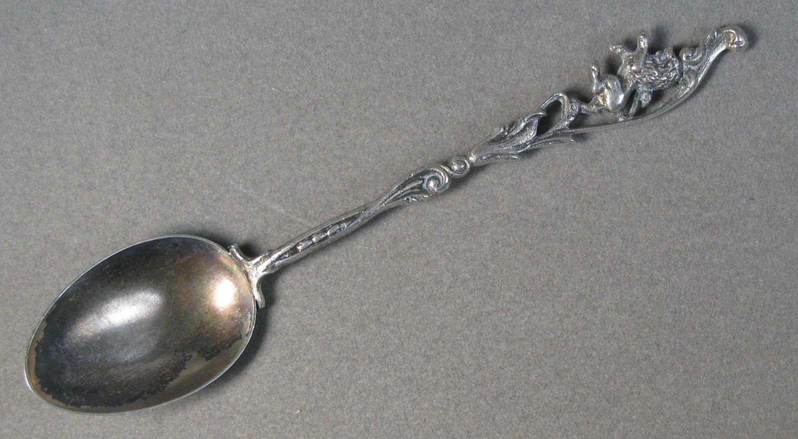 Vintage 800 Silver Figural Lion Souvenir Spoon 6.8g #J5047