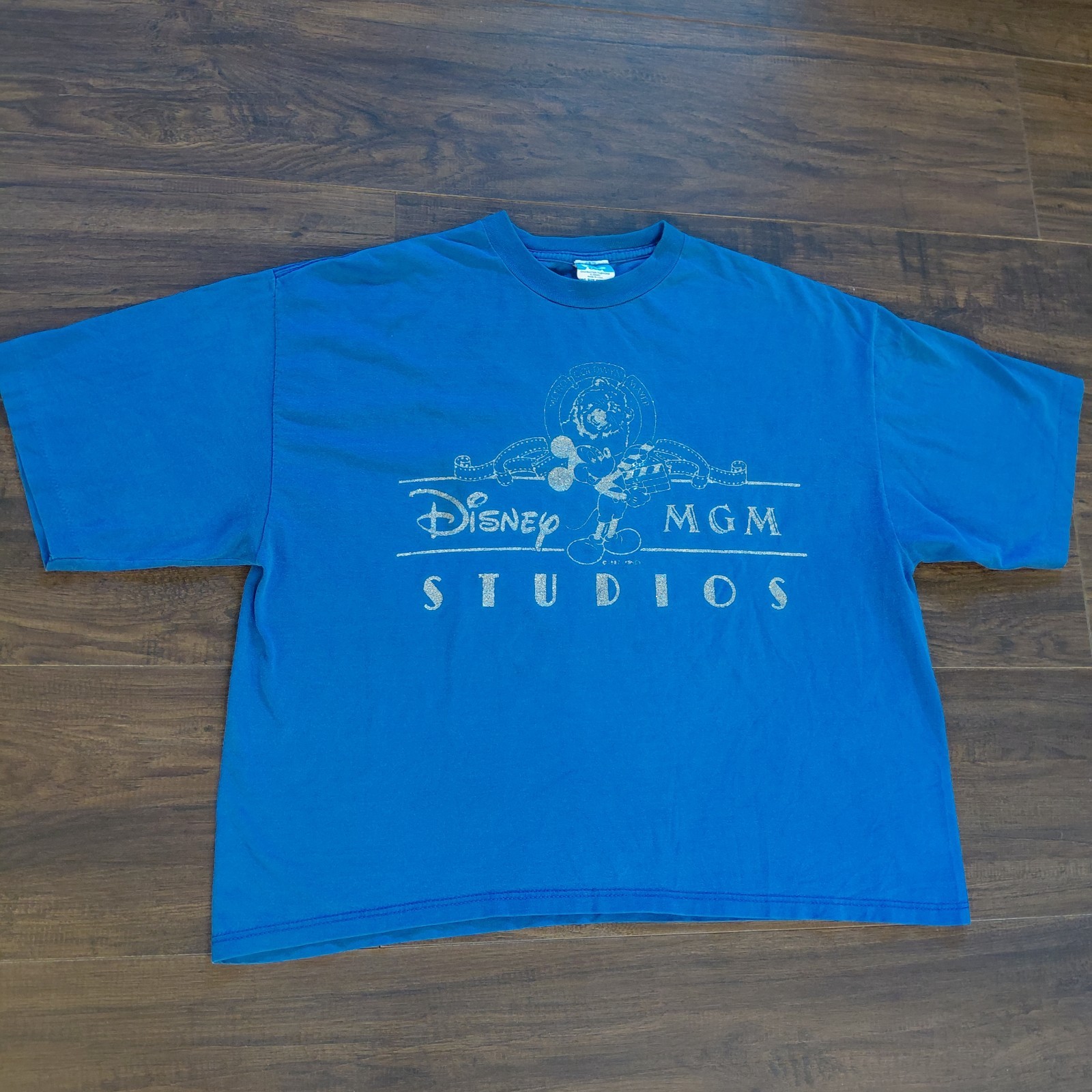 Vintage Disney MGM Studios Mickey Mouse T Shirt Tee L VTG 1987 Blue / Silver