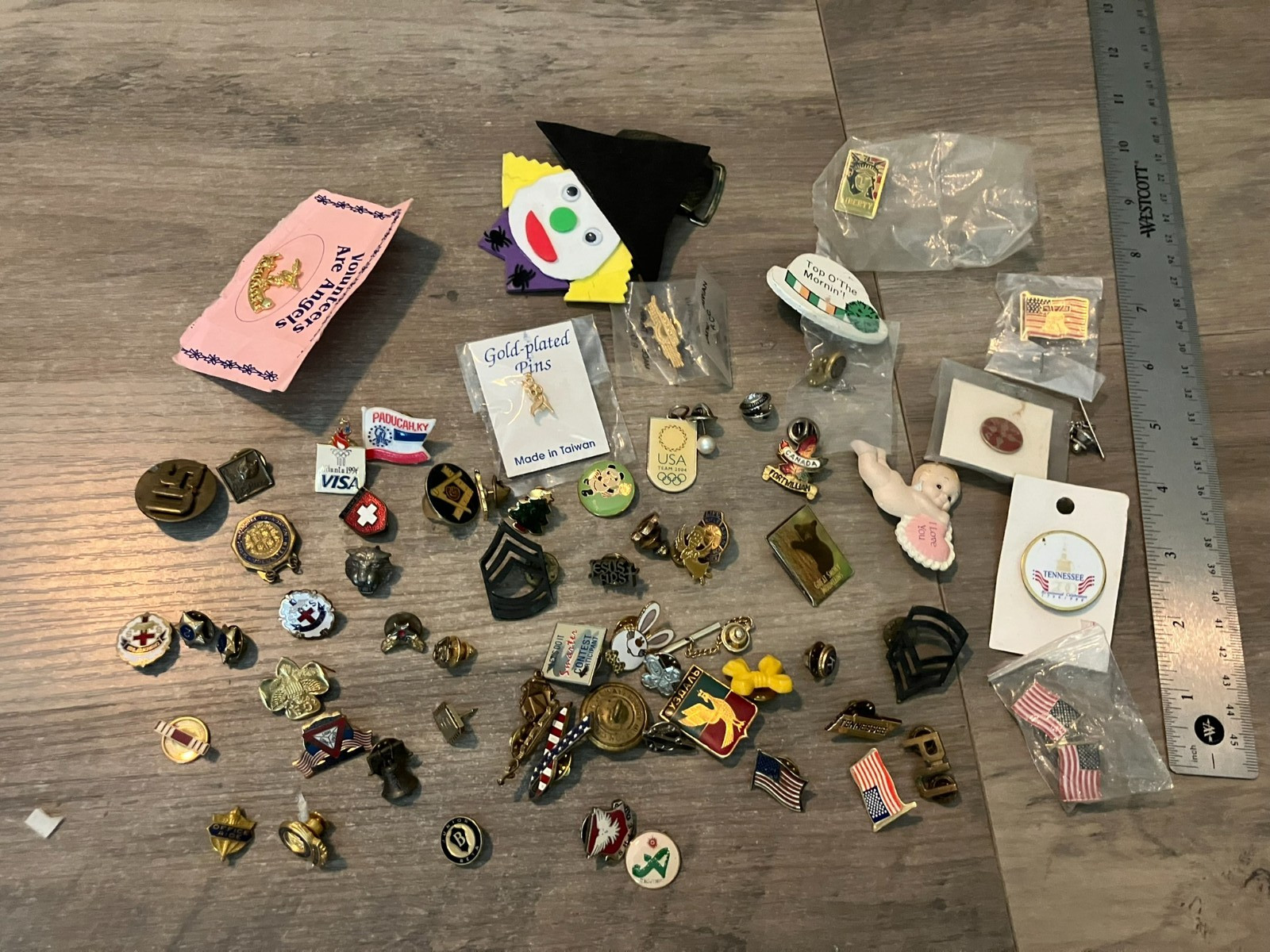 VTG Mostly Pins Junk Drawer Lot Some Military