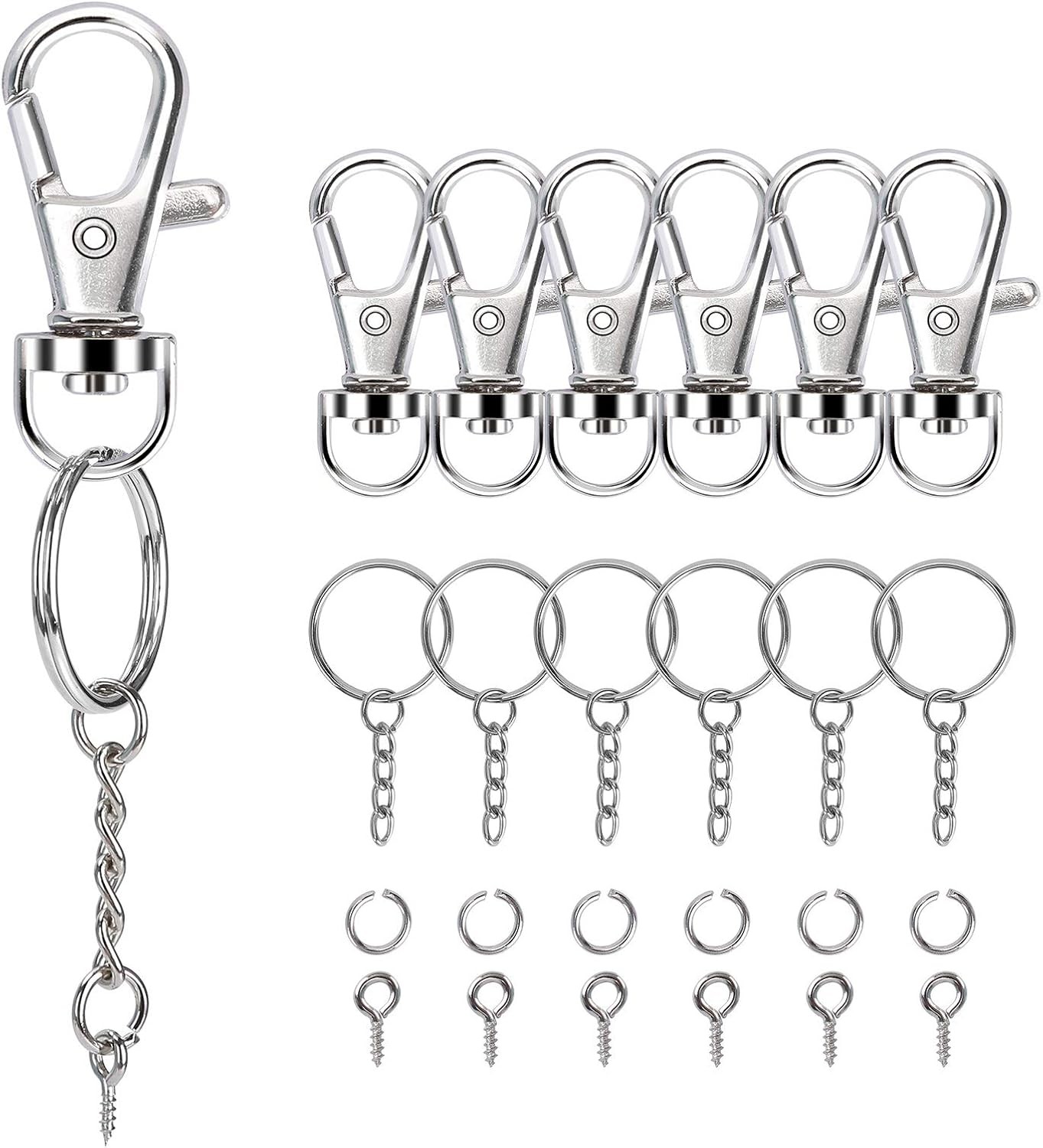 160PCS Keychain Making kit - 40PCS Swivel Lobster Clasp, 40PCS Key Rings with... 160PCS Keychain Making kit - 40PCS Swivel Lobster Clasp, 40PCS Key Rings with...