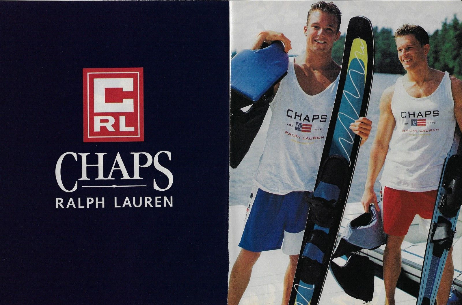 1997 Chaps Ralph Lauren Sportswear Waterskiing Male Models Tan VINTAGE PRINT AD 1997 Chaps Ralph Lauren Sportswear Waterskiing Male Models Tan VINTAGE PRINT AD