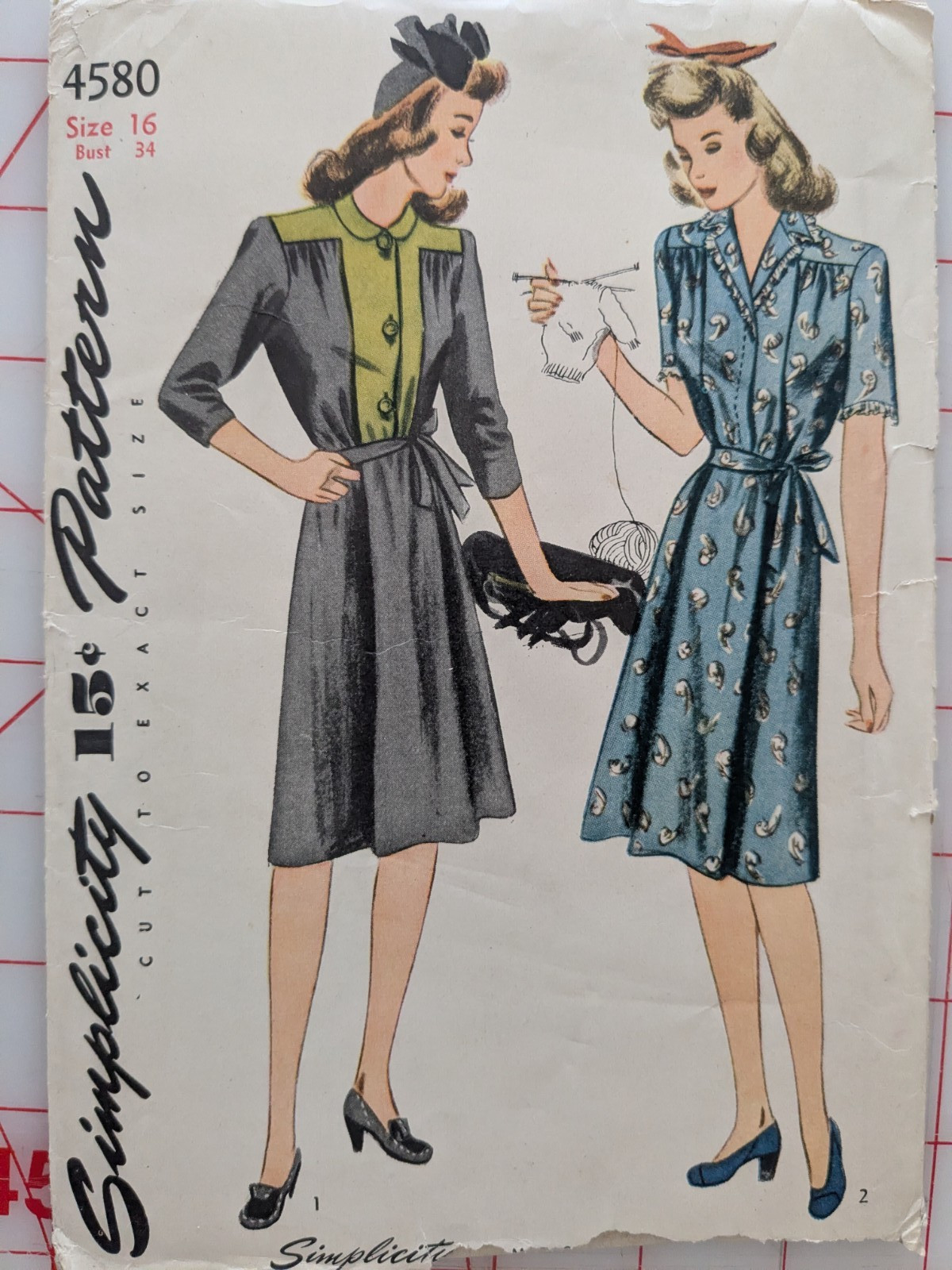 Vintage 1940s Simplicity Pattern Bust 34 Maternity (Or Not) Drop Pleat Dress Vintage 1940s Simplicity Pattern Bust 34 Maternity (Or Not) Drop Pleat Dress