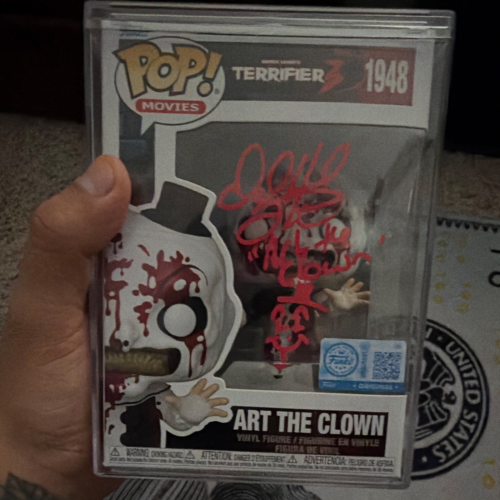Funko Pop Movies Terrifier Art the Clown #1948 Autographed JSA CL85817