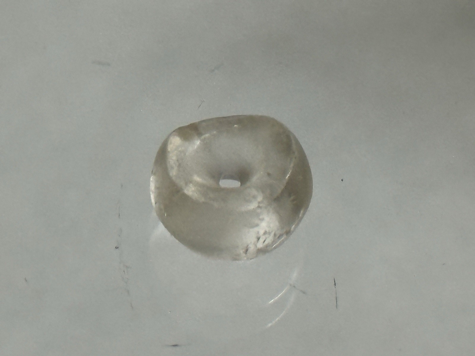 NICE ANASAZI HOHOKAM MIMBRES DRILLED QUARTZ DISC BARREL BEAD PENDANT ARIZONA #2