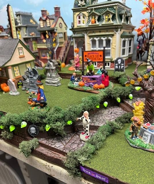 LIGHTED Skulls Halloween Village Display Base 43x21.5 for Dept 56 Lemax– Phantom LIGHTED Skulls Halloween Village Display Base 43x21.5 for Dept 56 Lemax– Phantom
