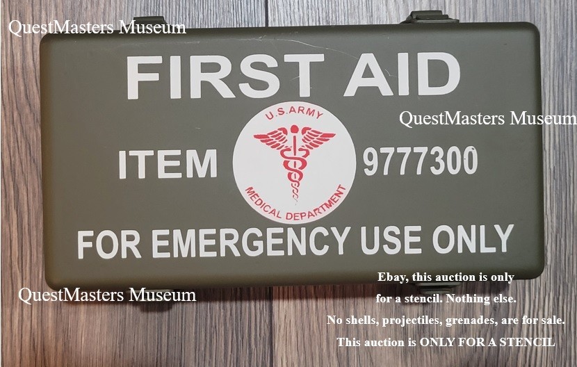 U.S. WWII First Aid Kit, Vehicle, Jeep, 1944, Stencil, Stencil 074 U.S. WWII First Aid Kit, Vehicle, Jeep, 1944, Stencil, Stencil 074