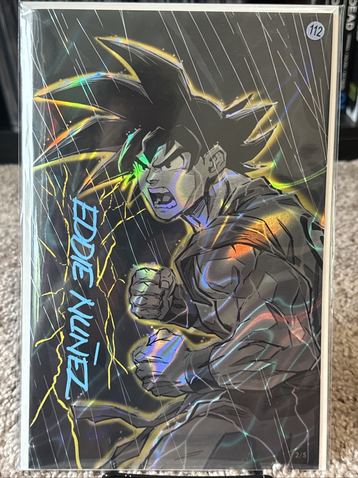 Eddie Nunez Goku Shadow Rain LAVA FOIL Lightning Signature By Eddie Nunez W/COA