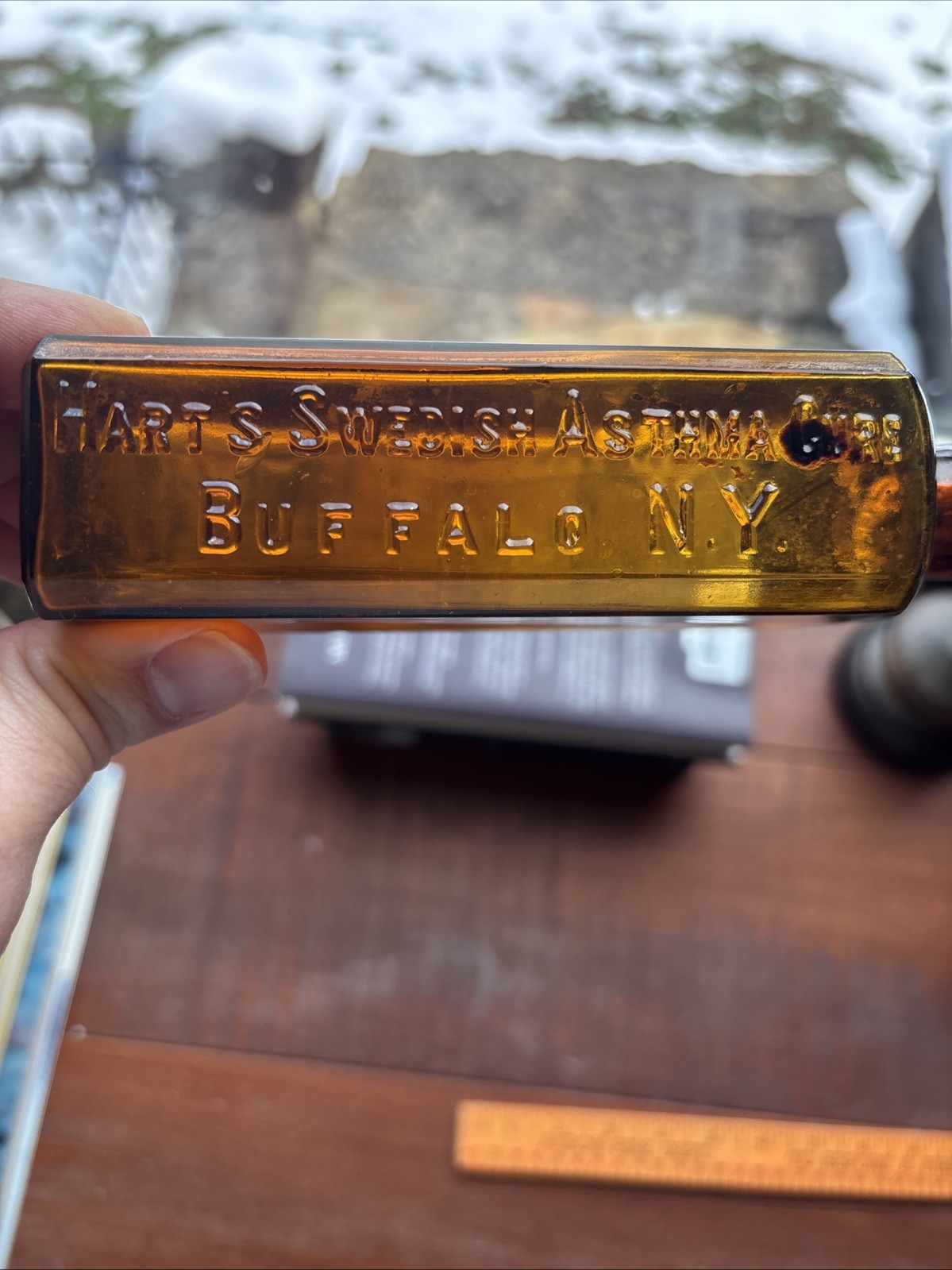 Antique Hart’s Swedish Asthma Cure; Buffalo NY Embossed Amber Bottle Antique Hart’s Swedish Asthma Cure; Buffalo NY Embossed Amber Bottle