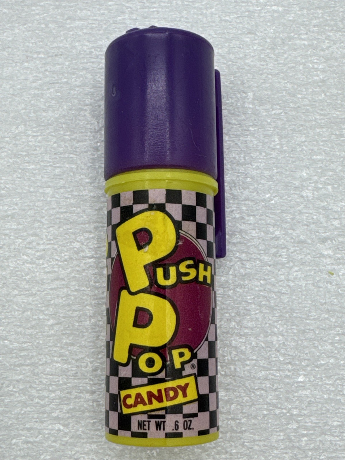 Vintage 1985 Topps Push Pop Grape Candy Container 3” Punk Checkerboard 1st Year