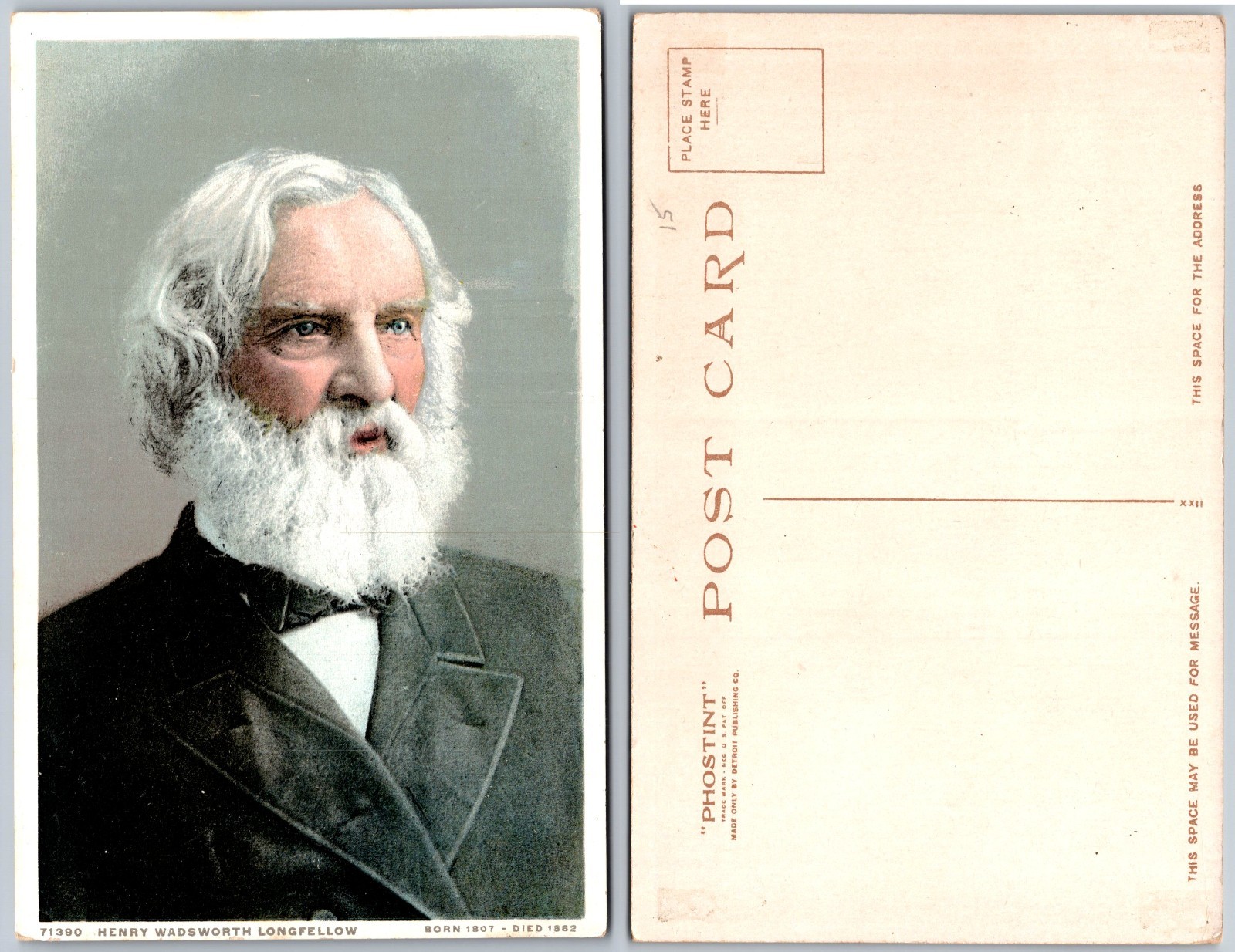 Henry Wadsworth Longfellow Portrait Postcard